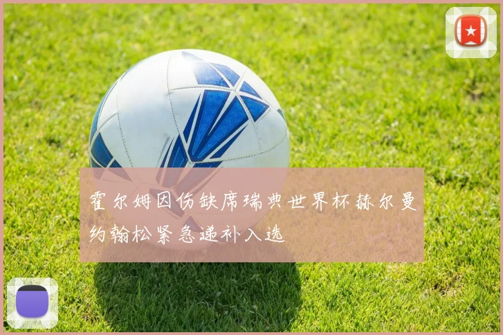 霍尔姆因伤缺席瑞典世界杯赫尔曼约翰松紧急递补入选